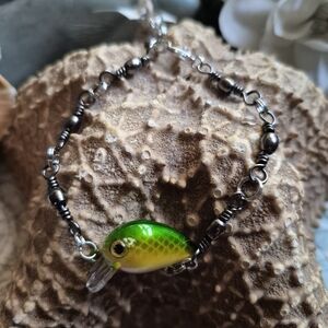 Green and Silver Fish Lure Bracelet